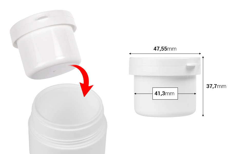 Резервен вътрешен бял буркан с бяла капачка  за код 15-6047-изображение_размери