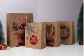 Коледна хартиена подаръчна торбичка 260x120x320 мм с връвчица за  дръжка - 12 бр. микс дизайни-изображение_размери