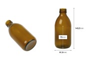 Стъклена кафява бутилка 250 мл-изображение_размери