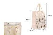 Коледна хартиена подаръчна торбичка 180x100x230 мм с панделка за дръжка - 12 бр. микс дизайни-изображение_размери