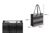 Хартиена подаръчна торбичка 150x60x145 мм със сребърни детайли и връвчица за дръжка - 12 броя микс цветове-изображение_размери