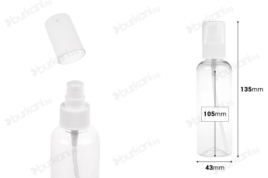 PET бутилка 150 ml с помпа за крем и за лосион в опаковка от 12 броя-изображение_размери