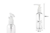 100 ml пластмасова (PET) бутилка за шампоан с  помпа - 12 бр-изображение_размери