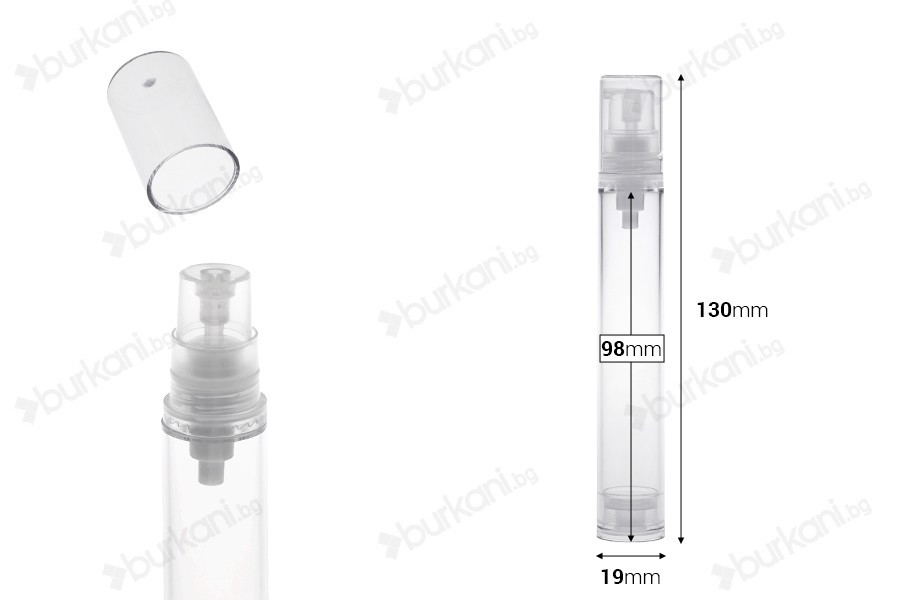 Пластмасова опаковка Airless 17 мл в опаковка от 12 броя-изображение_размери