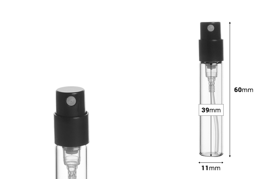 Стъклена бутилка  2,5 ml за тестер за парфюми - за еднократна употреба-изображение_размери