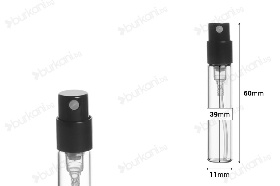 Стъклена бутилка  2,5 ml за тестер за парфюми - за еднократна употреба-изображение_размери