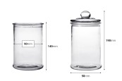 Стъклен буркан със стъклен капак 700 мл , с размер  190x100 mm-изображение_размери