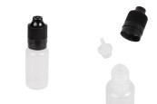Пластмасова млечна бутилка 15 ml с черна пластмасова капачка CRC и пластмасов капкомер за електронна цигара - 50 бр.-изображение_продукт