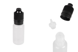 Пластмасова млечна бутилка 15 ml с черна пластмасова капачка CRC и пластмасов капкомер за електронна цигара - 50 бр.-изображение_продукт