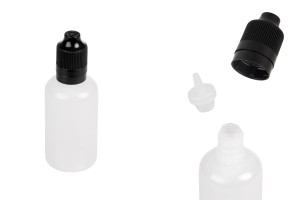 Пластмасова бутилка  50 ml  с пластмасова черна капачка CRC и пластмасов дозатор за електронна цигара  - 50 бр.-изображение_продукт