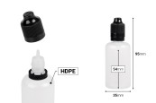 Пластмасова бутилка  50 ml  с пластмасова черна капачка CRC и пластмасов дозатор за електронна цигара  - 50 бр.-изображение_размери
