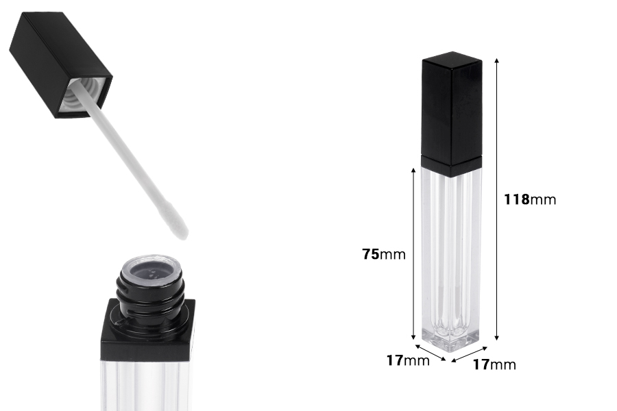 Пластмасова опаковка за балсам за устни 8 мл с черна капачка-изображение_размери