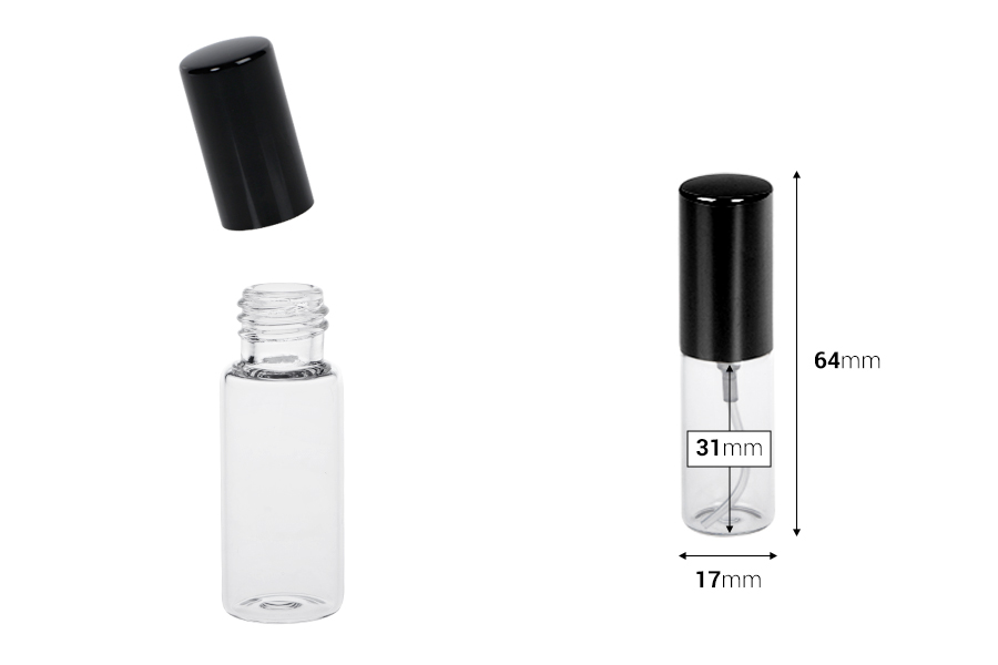 Малки стъклени шишенца 5 мл със спрей пулверизатор-изображение_размери