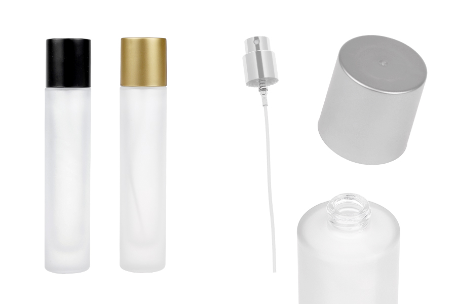 Матова стъклена  бутилка за парфюм 50 мл със спрей и капачка в различни матови цветове-изображение_продукт