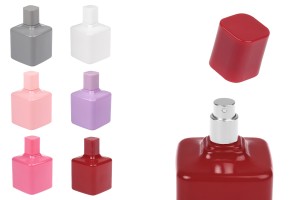 Стъклена бутилка за парфюм 100 мл в различни цветове със спрей и капачка-изображение_продукт