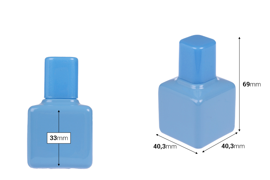 Стъклена бутилка за парфюм 30 мл в различни цветове със спрей и капачка-изображение_размери