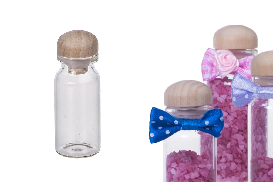 Малко шишенце за сватба или кръщене с дървена тапа 22x50-изображение_група