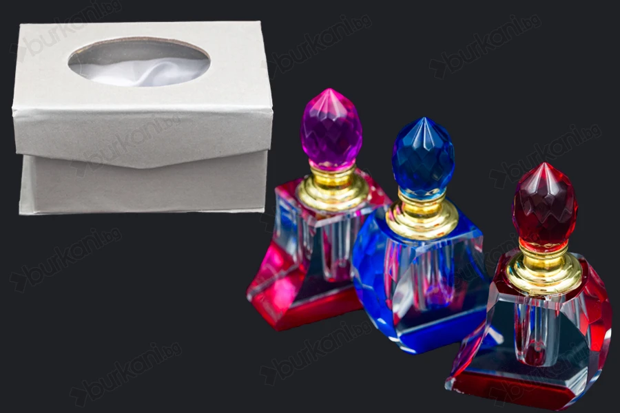 Кристална бутилка 5 ml с кристален капак и игла в 3 цвята-изображение_група