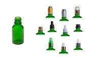 Стъклена зелена бутилка за етерични масла 15 мл с гърловина PP18-изображение_група