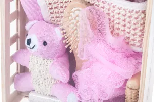 Комплект за баня в квадратна дървена кошница-2