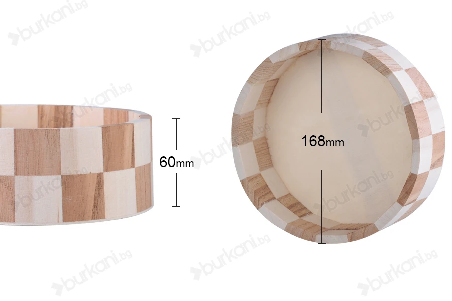 Кръгла дървена кошница с размери  168x60 mm-изображение_група