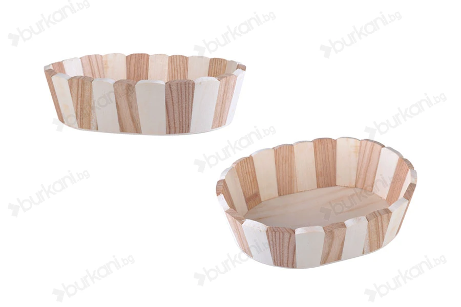 Дървена овална кошница с размери 225x178x60 mm-изображение_размери