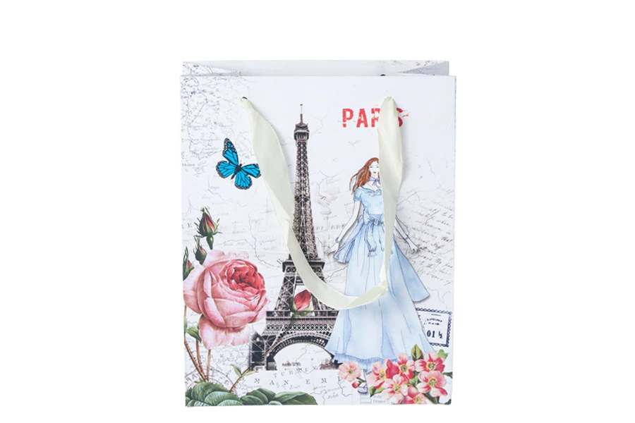 Подаръчна торбичка Айфел със сатенена дръжка с размери  170x85x210 mm-изображение_размери