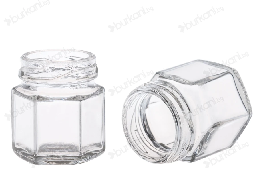 Стъклен шестоъгълен буркан 30 ml-изображение_продукт