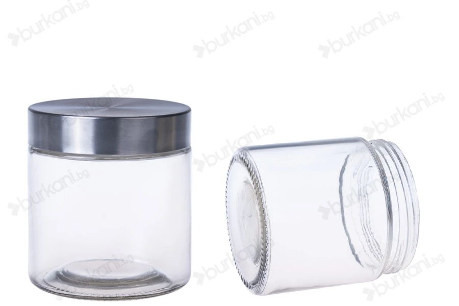 Стъклен буркан 800 мл  с inox капачка с размери  110x115 mm-изображение_продукт