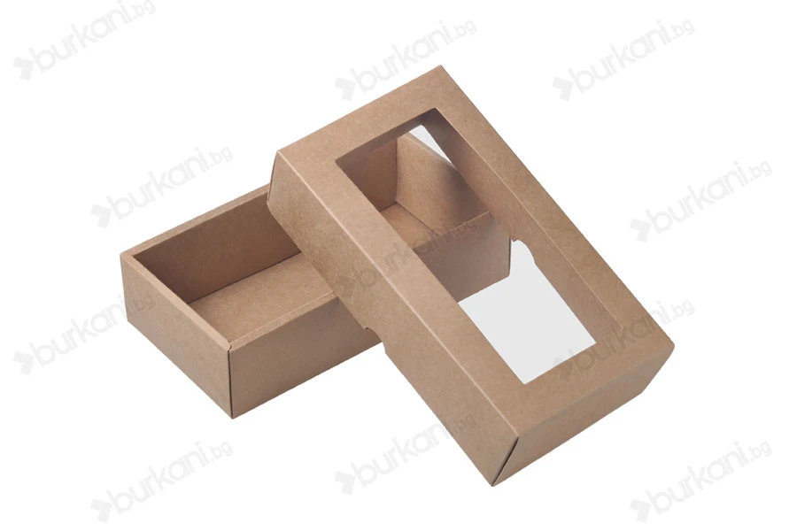 Хартиена крафт кутия с прозорец 240x130x60 mm - 12 бр.-изображение_група