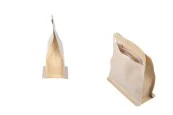 Крафт торбичка тип DOYPACK 137x66x123mm с прозорец и цип, с рамери