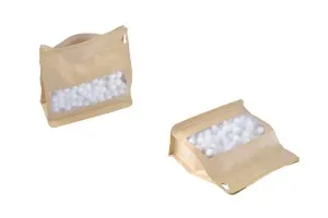 Крафт торбичка тип DOYPACK 137x66x123mm с прозорец и цип, с рамери-5