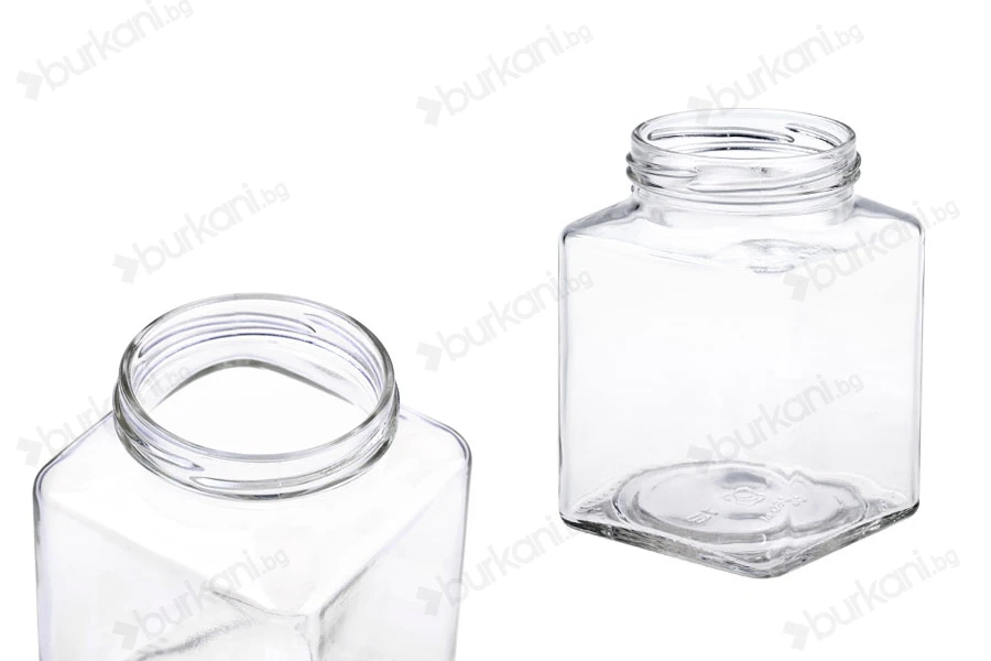Квадратен стъклен буркан 580 ml (T.O 70)-изображение_размери