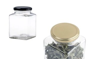 Квадратен стъклен буркан 580 ml (T.O 70)-4