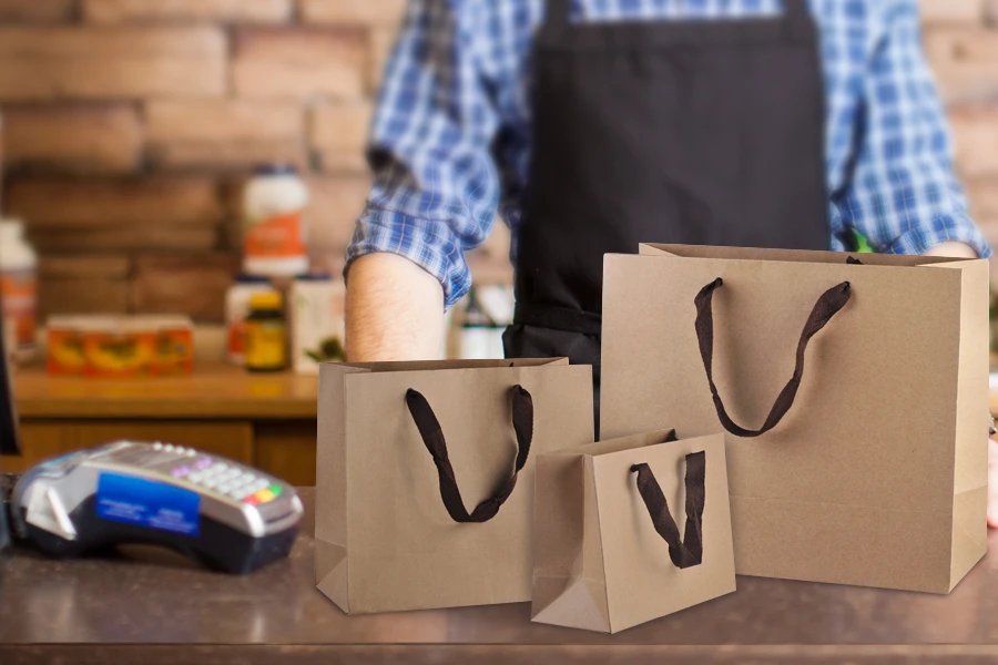 Подаръчна крафт торбичка с размери  230x100x170-изображение_група