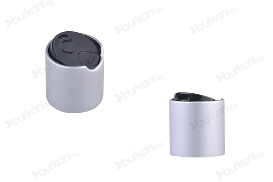 Disk top капачка алуминиева сребриста  ΜΑΤ с черно - PP 24-изображение_продукт