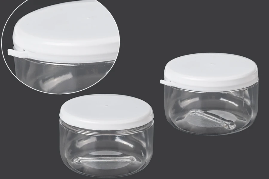 Пластмасова прозрачна кутия за крем 180мл с бяла капачка-