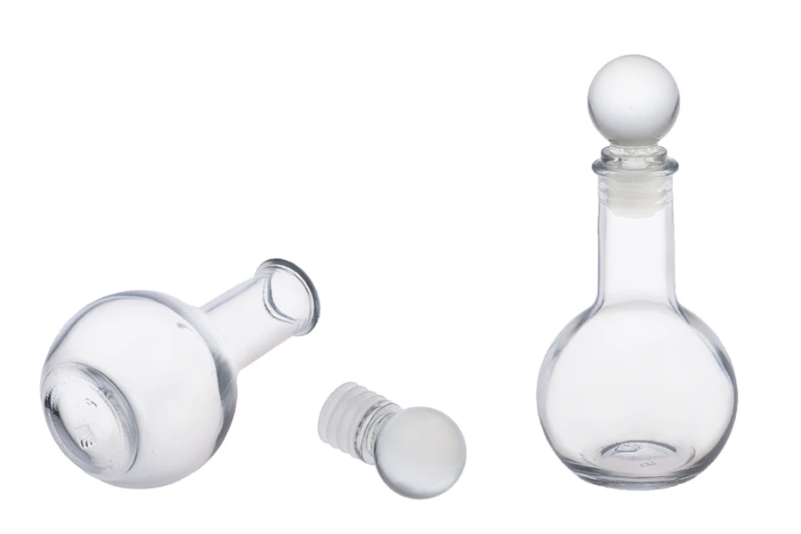Стъклена сферична бутилка със стъклена тапа 100 мл-изображение_група