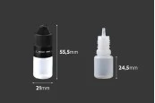 Пластмасова млечна бутилка 5 ml с черна пластмасова капачка CRC и пластмасов дозатор за електронна цигара - 50 бр. Пластмасова млечна бутилка 5 ml с черна пластмасова капачка CRC и пластмасов дозатор за електронна цигара - 50 бр.