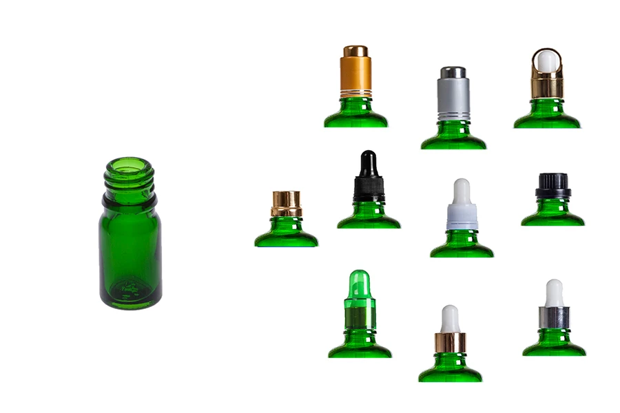 Зелена бутилка за етерични масла 5 мл, с гърловина PP18 Зелена бутилка за етерични масла 5 мл, с гърловина PP18-изображение_група