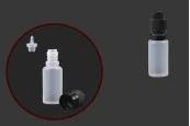 Пластмасова млечна бутилка 15 ml с черна пластмасова капачка CRC и пластмасов капкомер за електронна цигара - 50 бр.