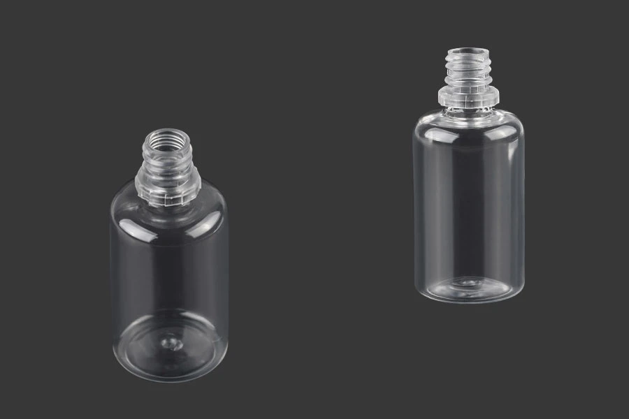Прозрачна пластмасова бутилка 30 мл с черна пластмасова капачка  CRC пластмасов дозатор за електронна цигара - 50 бр.-изображение_група