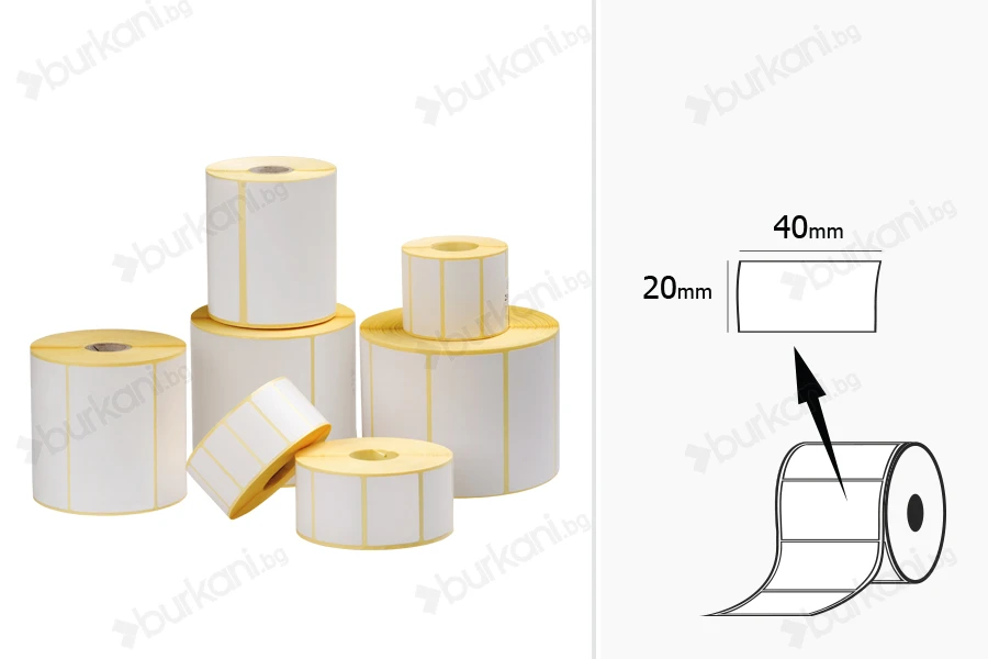 Термотрансферни етикети (MAT), хартия, самозалепваща се ролка 40x20 mm - 1000 бр-изображение_продукт