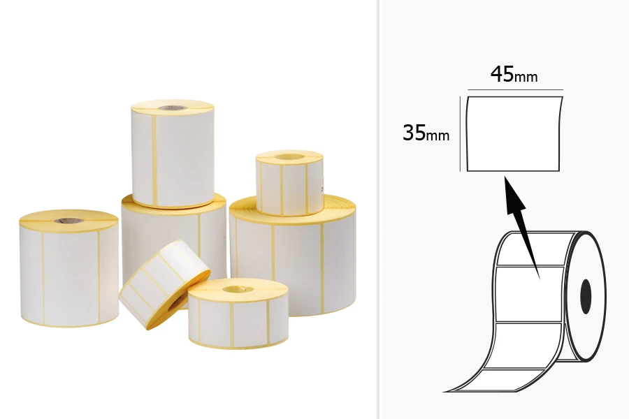 Термотрансферни етикети (МАТ), хартия, самозалепваща се ролка 45х35 мм - 1000 бр-изображение_продукт