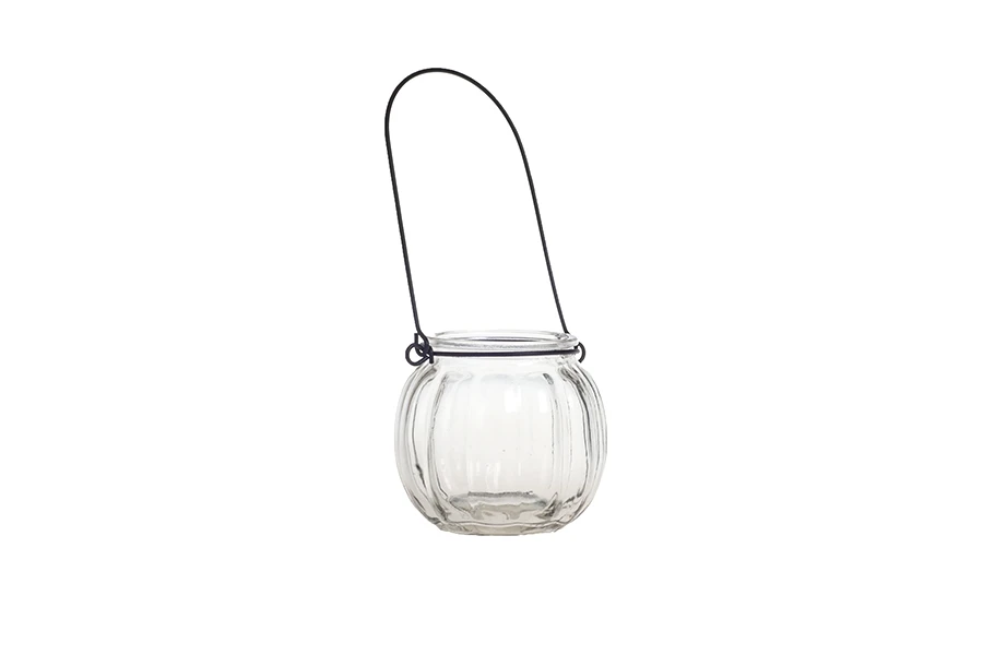 Стъклен фенер с метална дръжка 200 мл-изображение_продукт