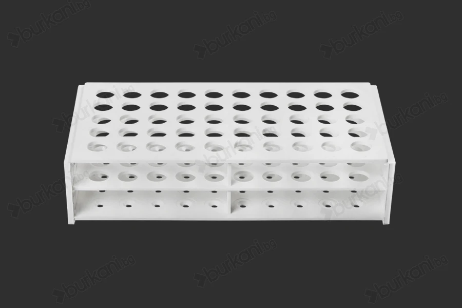 Пластмасова поставка  212x107x50 mm в бял цвят - 50 места (с отвор  13 mm)-изображение_продукт