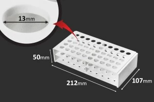 Пластмасова поставка  212x107x50 mm в бял цвят - 50 места (с отвор  13 mm)-3