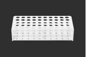 Πластмасова поставка  238x110x55 mm в бял цвят - 50 места (с отвор 16 mm) Πластмасова поставка  238x110x55 mm в бял цвят - 50 места (с отвор 16 mm)