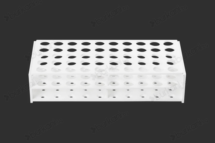 Πластмасова поставка  238x110x55 mm в бял цвят - 50 места (с отвор 16 mm)-изображение_продукт
