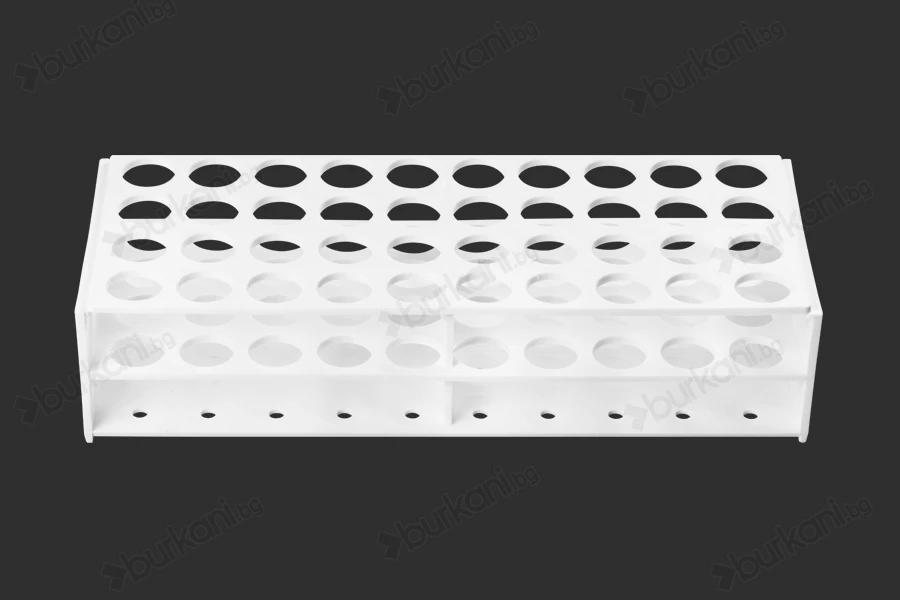 Пластмасова поставка  278x110x60 mm в бял цвят - 40 места (с  отвор 22 mm)-изображение_продукт